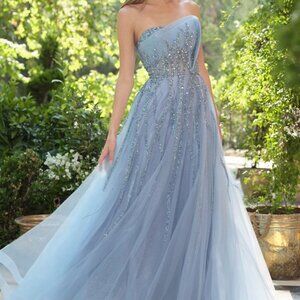 Strapless prom dress. Formal party gold,blue,green,pink gala wedding guest gown